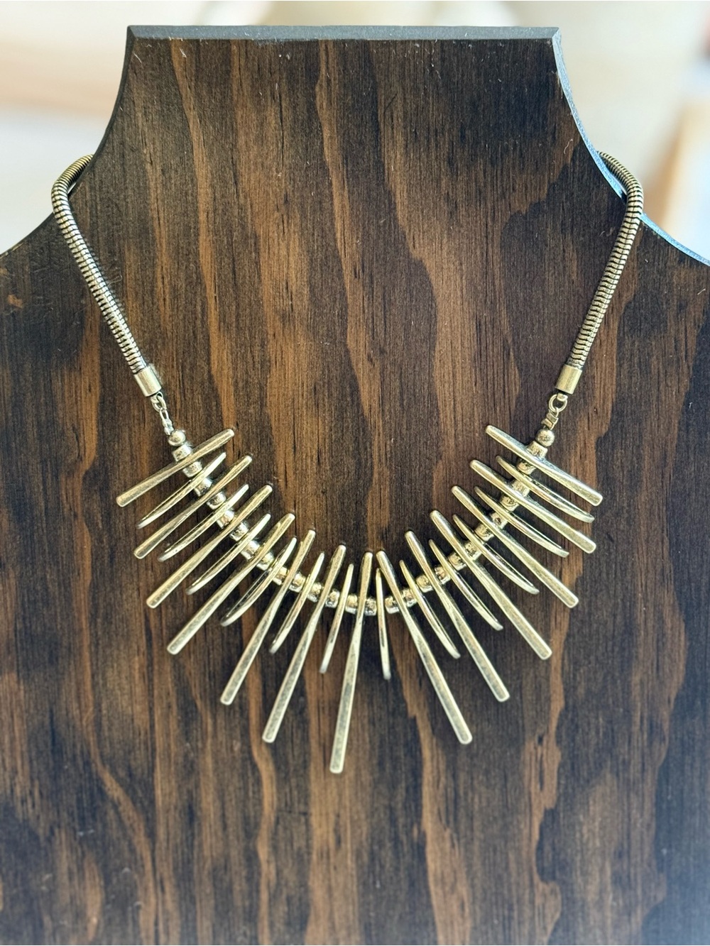 Cookie Lee Gold Tone Spike Bib Necklace